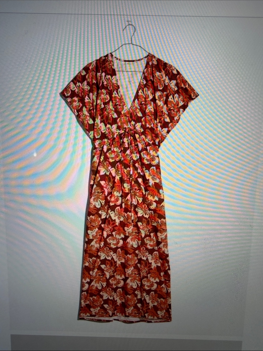 Floral V-Neck Maxi Dress in Rust